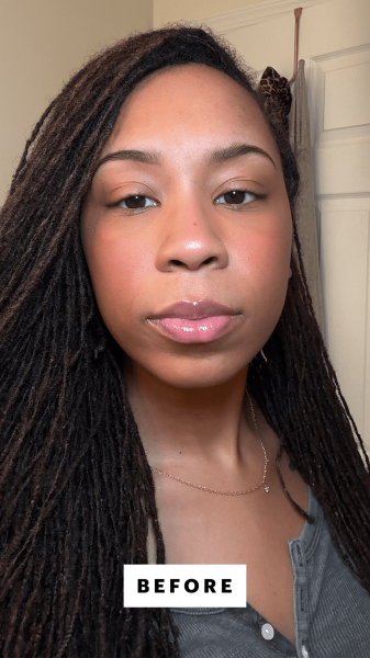 Taylor before applying the Ardell Seamless Underlash Extensions